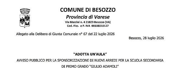 “ADOTTA UN’AULA” AVVISO PUBBLICO PER LA SPONSORIZZAZIONE DI NUOVI ARREDI PER LA SCUOLA SECONDARIA  DI PRIMO GRADO “GIULIO ADAMOLI”