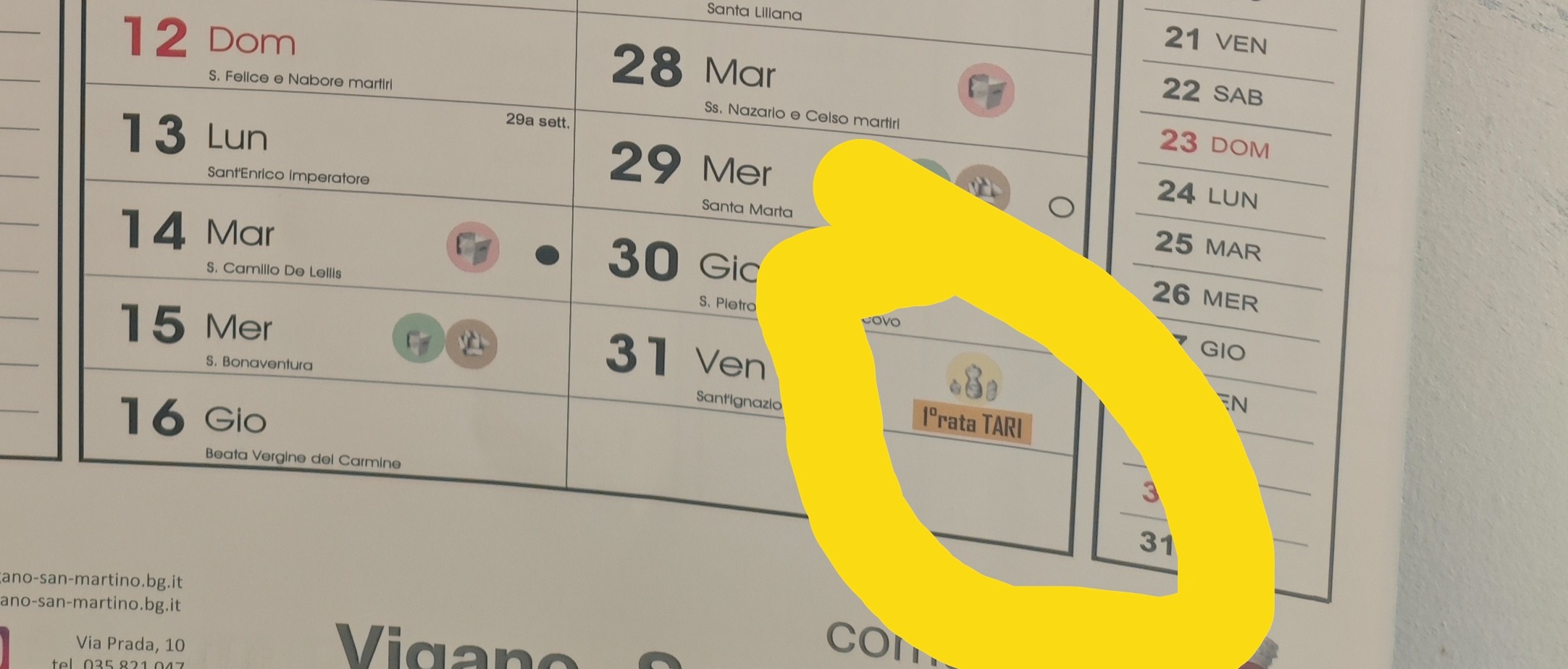 Avviso scadenza prima rata della TARI