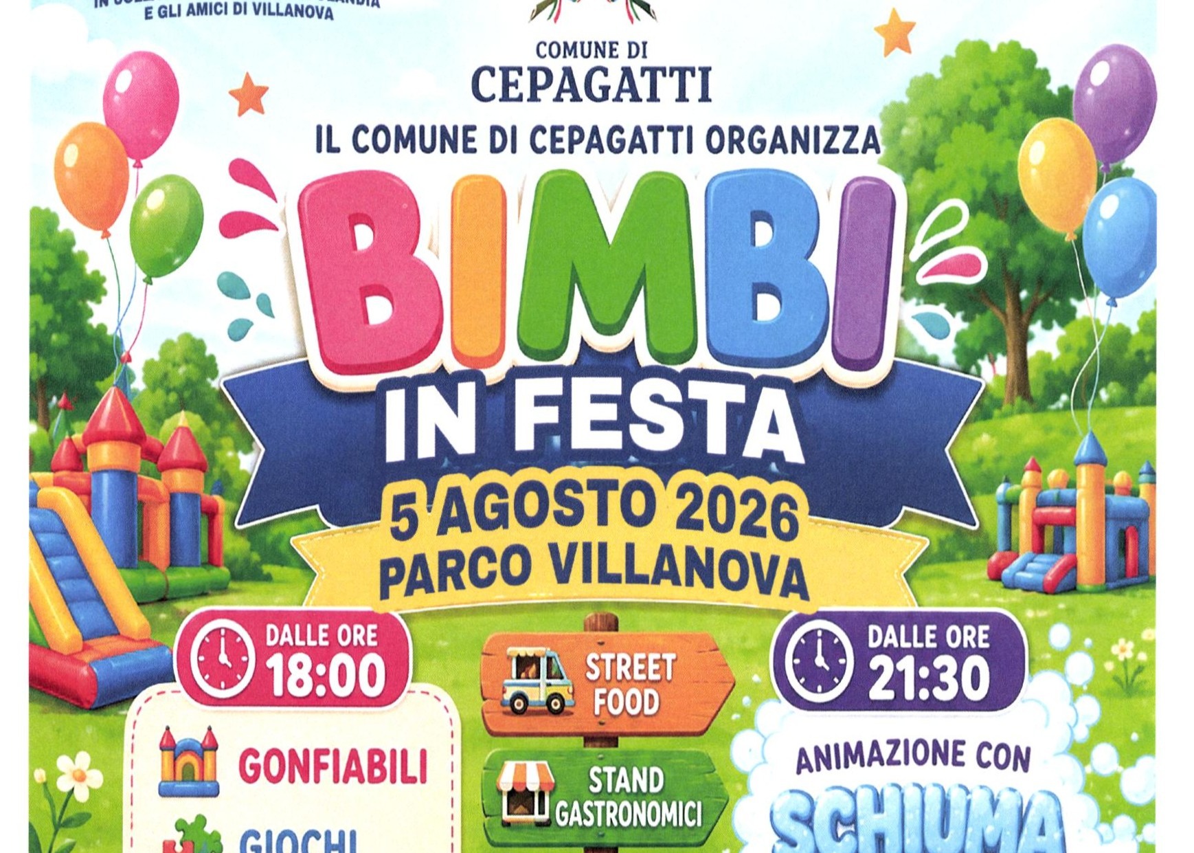 BIMBI IN FESTA - 5 Agosto parco di Villanova i dettagli nel volantino allegato