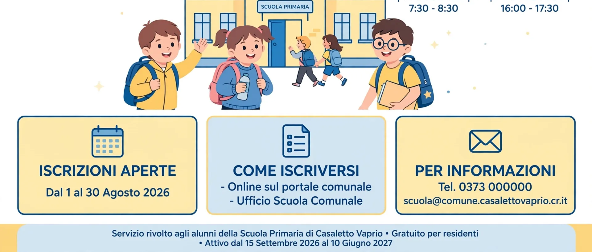 Aperte le Iscrizioni Pre e Post Scuola Infanzia e Primaria 2026/27