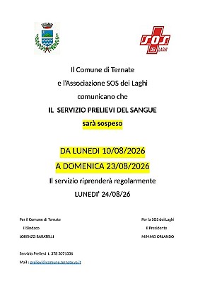 Chiusura estiva servizio prelievi del sangue
