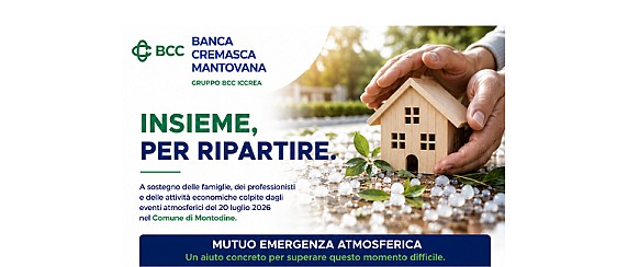 Sostegno ai cittadini e alle attività colpite dal maltempo del 20 luglio: l'iniziativa di Banca Cremasca Mantovana