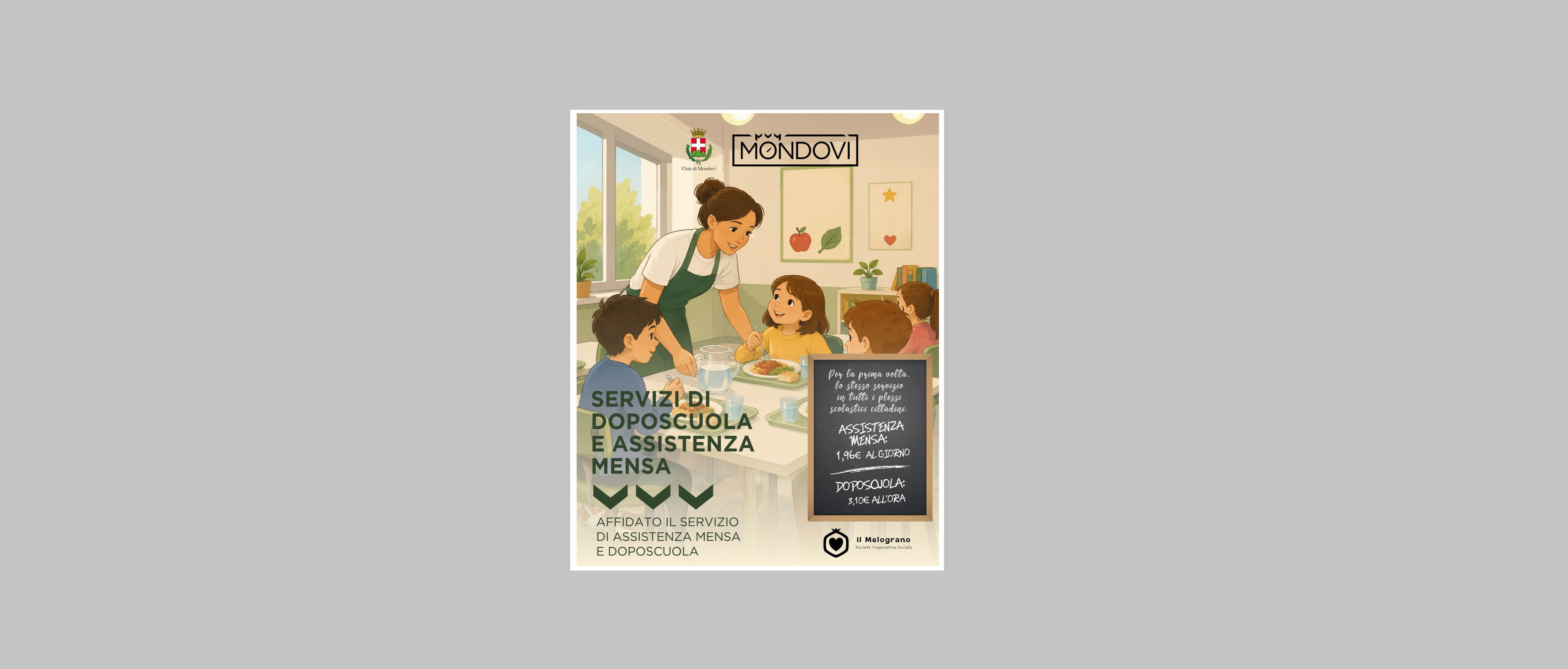 Assistenza mensa e doposcuola: al via il nuovo servizio per le scuole cittadine