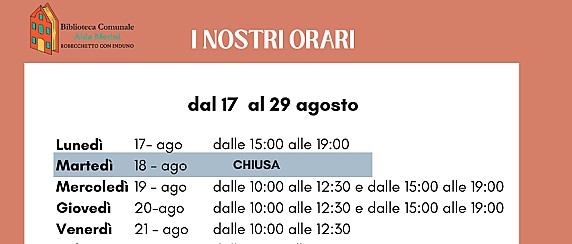 Variazione orario di apertura Biblioteca Alda Merini per l'estate