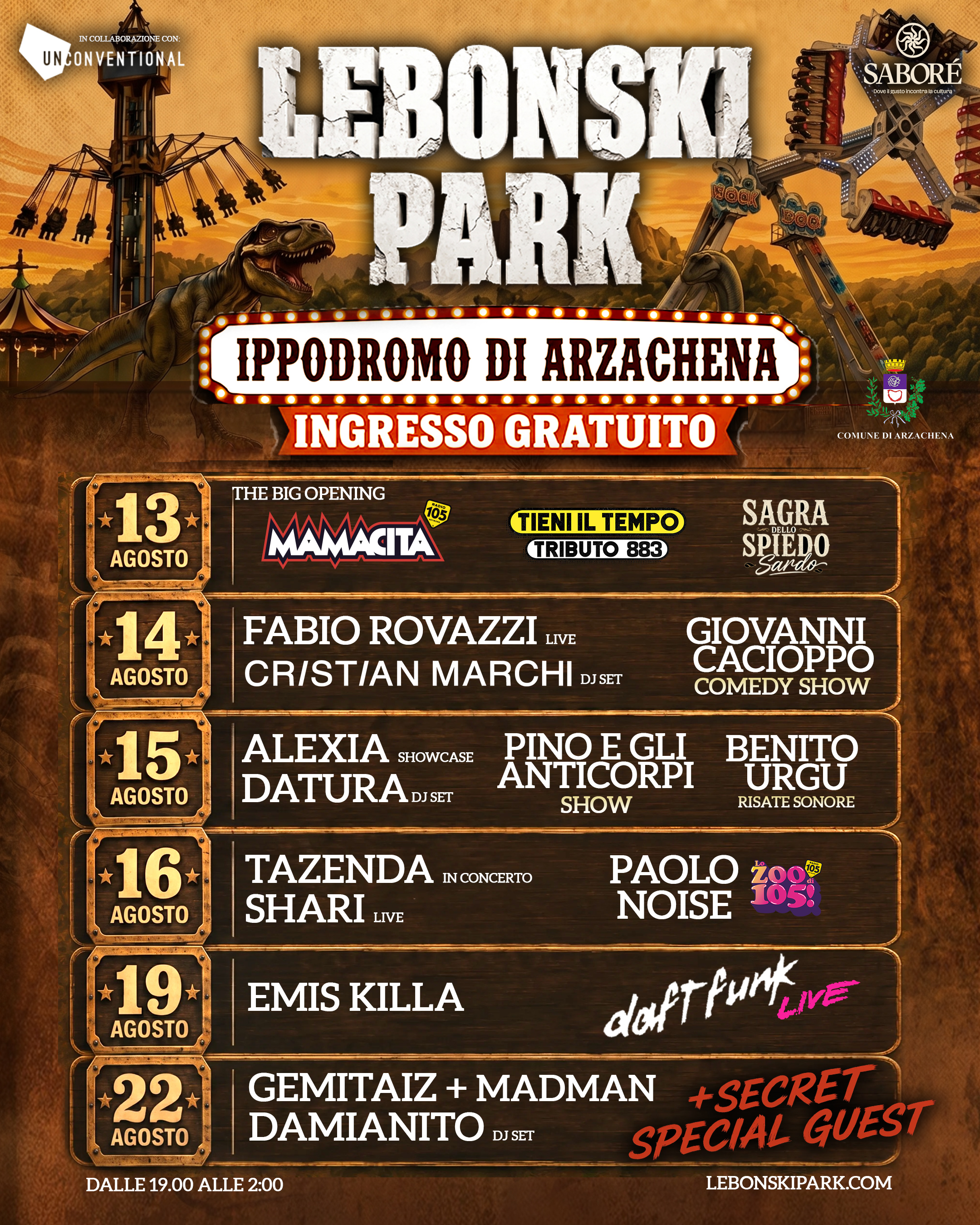 LOCANDINA lEBONSKI PARK LINE UP AGOSTO 2026