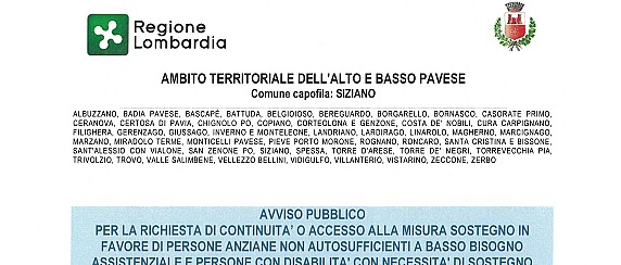 Avviso Pubblico Misura Sostegno a valere sul Fondo per la Non Autosufficienza 2025- 2027