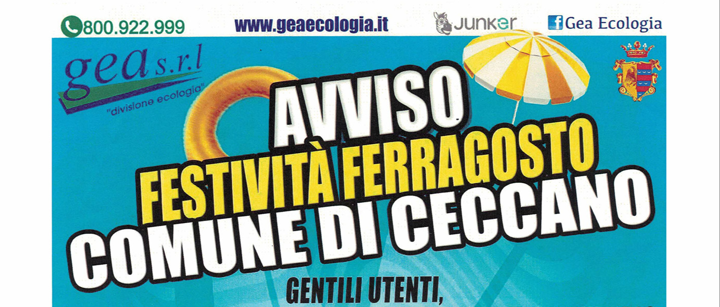 Raccolta differenziata - Variazione raccolta prossima festività del 15 ago. 2026