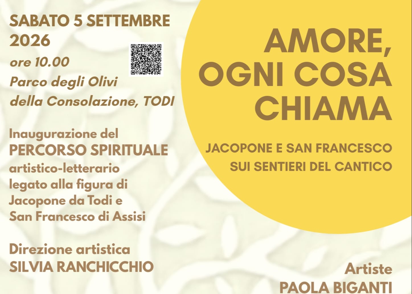 “Amore, ogni cosa chiama – Jacopone e San Francesco sui senteri del Cantico”