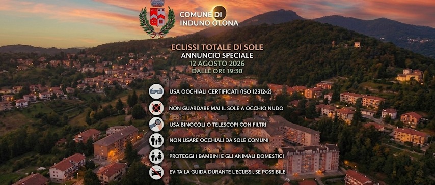 Mercoledì 12 agosto: eclissi totale di sole anche a Induno Olona