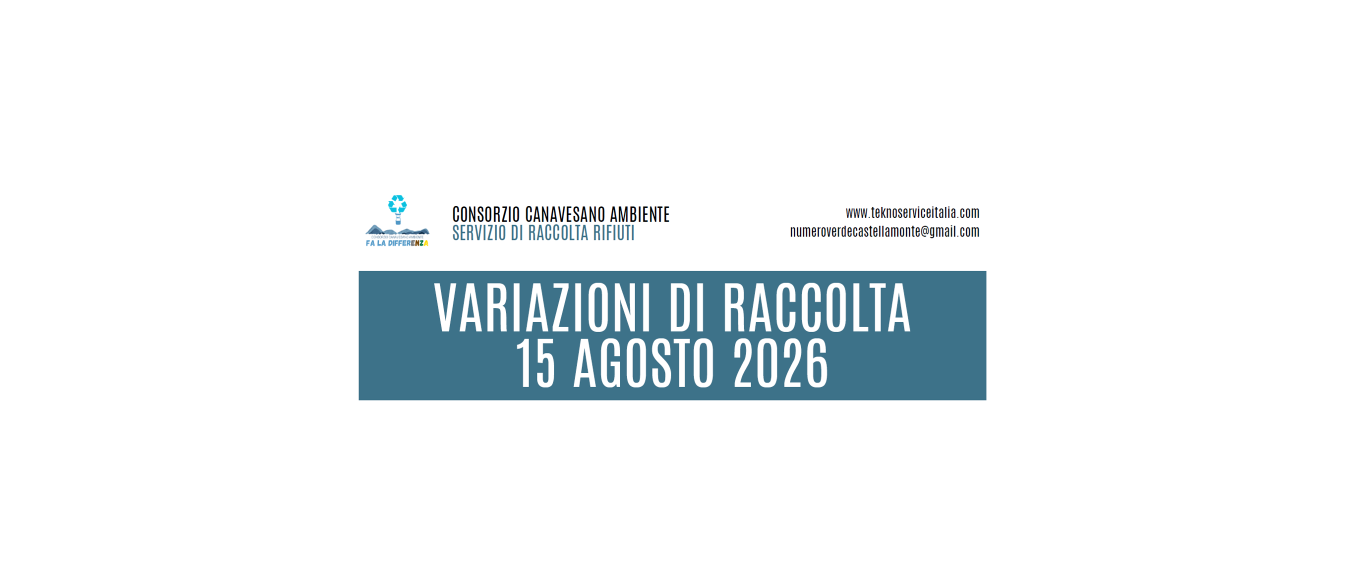 VARIAZIONI DI RACCOLTA TA.RI. 15 AGOSTO 2026