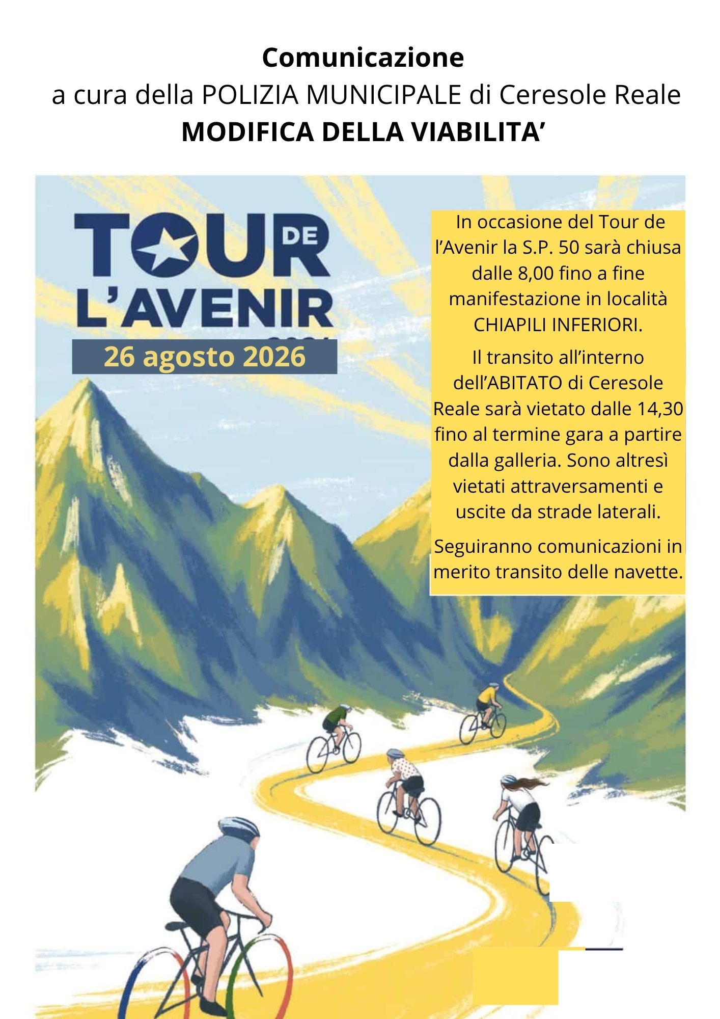 tour de l'avenir viabilità A4