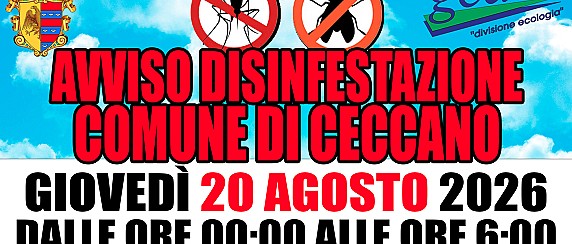 AVVISO - disinfestazione nelle aree circostanti gli edifici scolastici - 20 ago. 2026