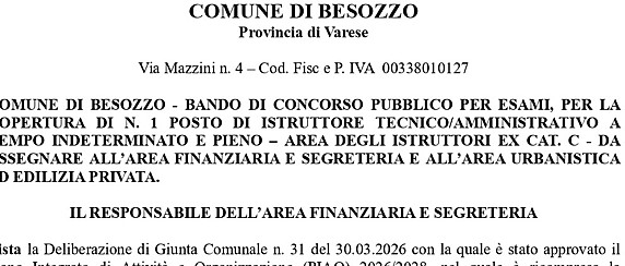 BANDO DI CONCORSO PUBBLICO