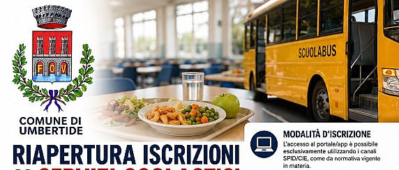 Riapertura iscrizioni ai Servizi Scolastici di mensa e trasporto per l’anno scolastico 2026/2027