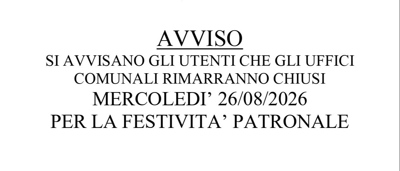 CHIUSURA UFFICI COMUNALI