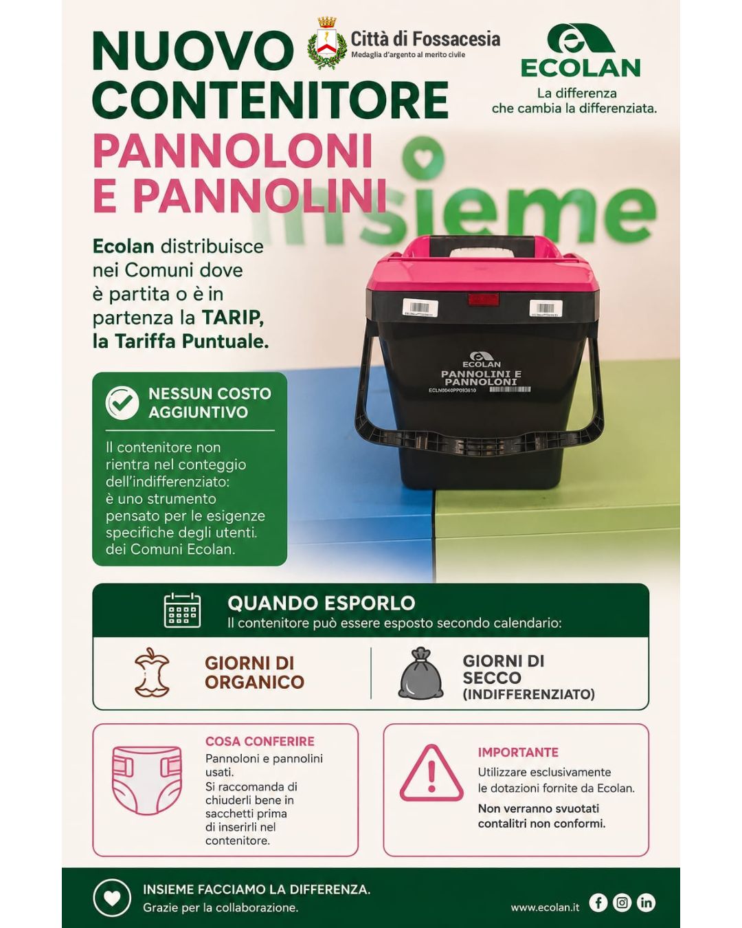 Locandina - Nuovo contenitore Pannolini e Pannoloni
