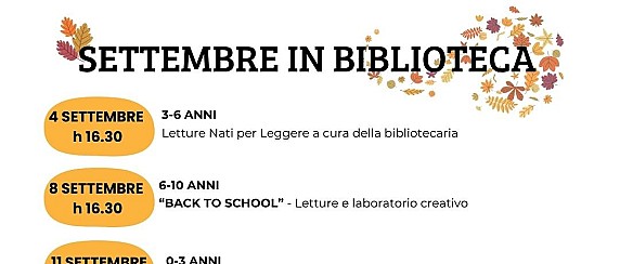 SETTEMBRE IN BIBLIOTECA