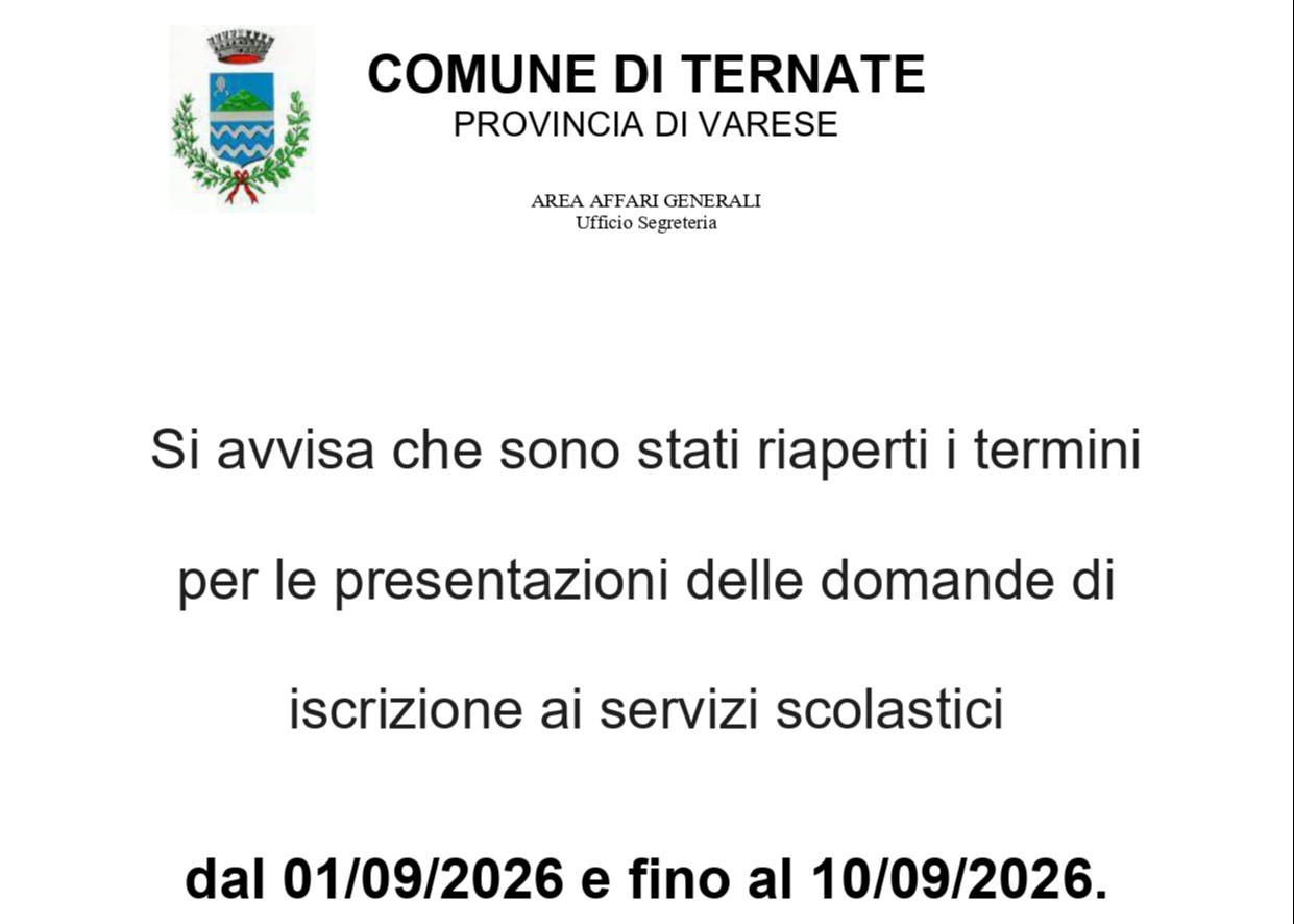 Iscrizione servizi scolastici - riapertura termini