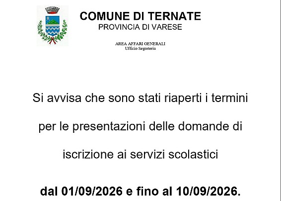 Iscrizione servizi scolastici - riapertura termini