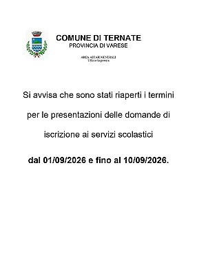 Avviso riapertura termini iscrizione servizi scolastici