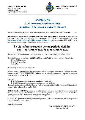 Iscrizione corso di nuoto