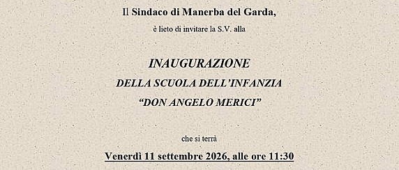 Invito alla cittadinanza- Inaugurazione della nuova Scuola dell’Infanzia “Don Angelo Merici”