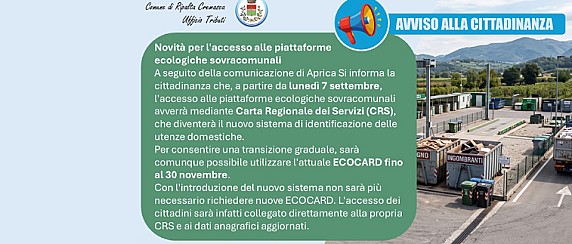 Importante novità per l’accesso alle Piattaforme Ecologiche