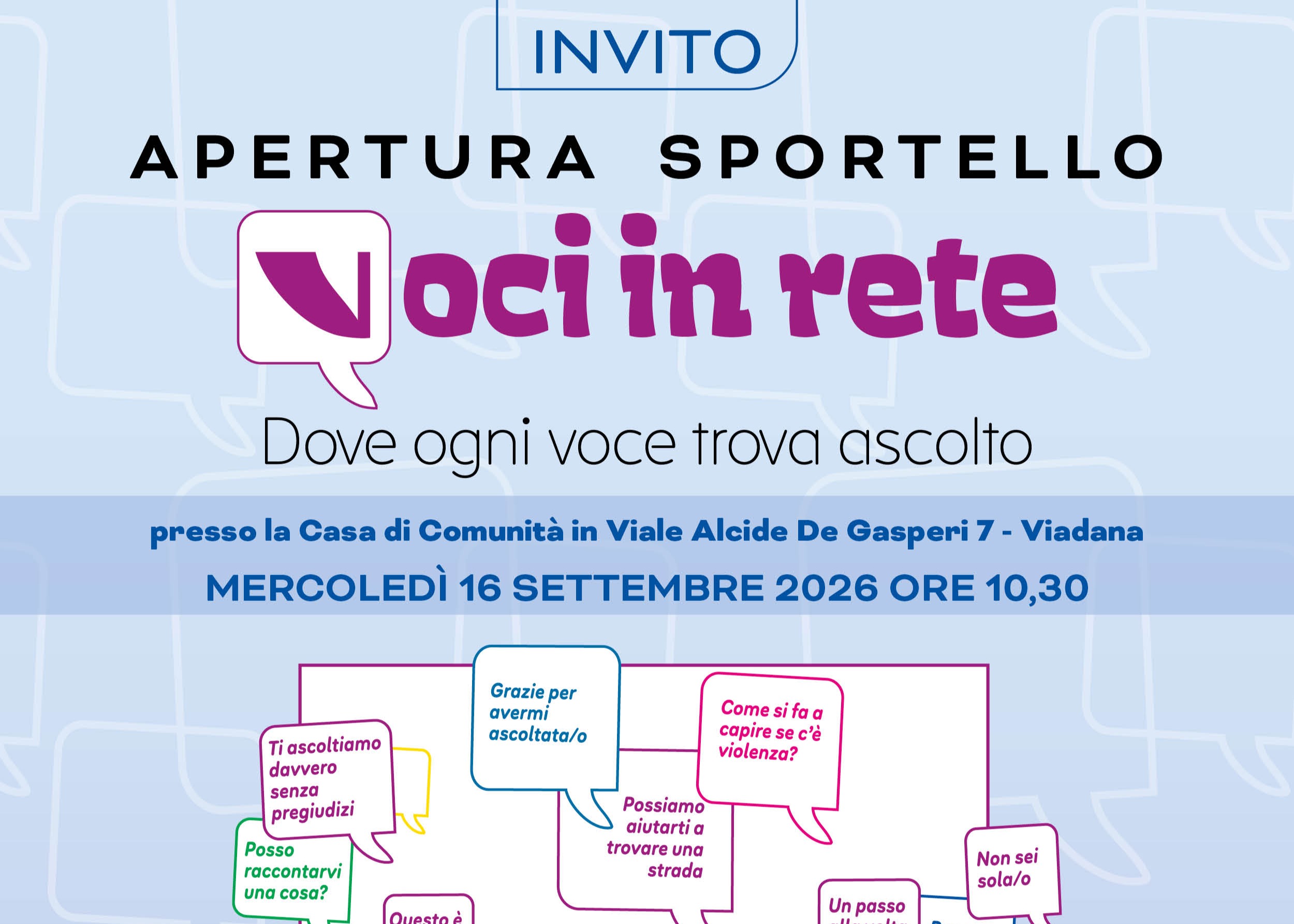 INAUGURAZIONE SPORTELLO “VOCI IN RETE - La forza del territorio contro la violenza di genere”