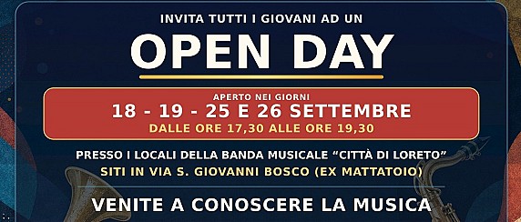 Open Day della Banda Musicale "Città di Loreto" rivolto ai giovani per conoscere la musica.