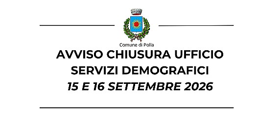 AVVISO AI CITTADINI- CHIUSURA UFFICIO SERVIZI DEMOGRAFICI