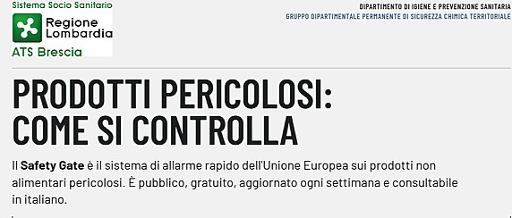 Informativa sulla consultazione  delle segnalazioni presenti nel Safety Gate