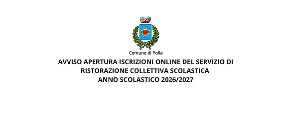 Avviso apertura iscrizioni on-line del servizio di ristorazione collettiva scolastica