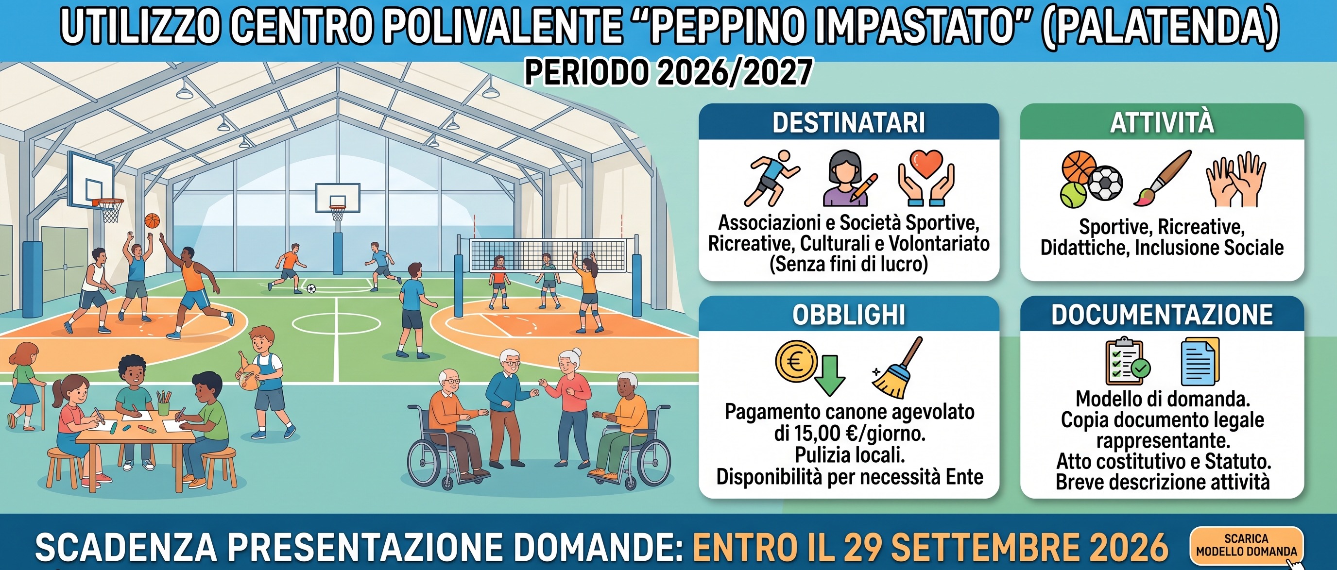 Avviso utilizzo Palatenda Comunale "Peppino Impastato" 2026/2027