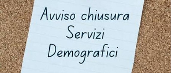 CHIUSURA UFFICIO DEMOGRAFICO GIOVEDÌ 17.09.2026
