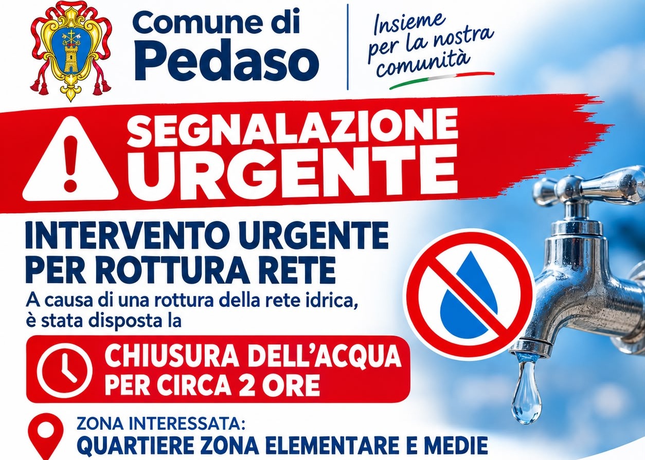 SEGNALAZIONE URGENTE: INTERVENTO STRAORDINARIO PER RIPRISTINO ROTTURA RETE IDRICA