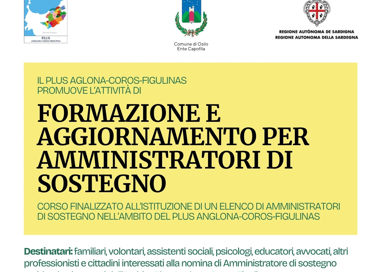 Corso di Formazione e aggiornamento dei soggetti che svolgono o intendono svolgere il ruolo di Amministratore di Sostegno