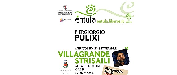 E'ntula Festival letterario diffuso:   Piergiorgio Pulixi "il fattore gatto". Aggiornamento location
