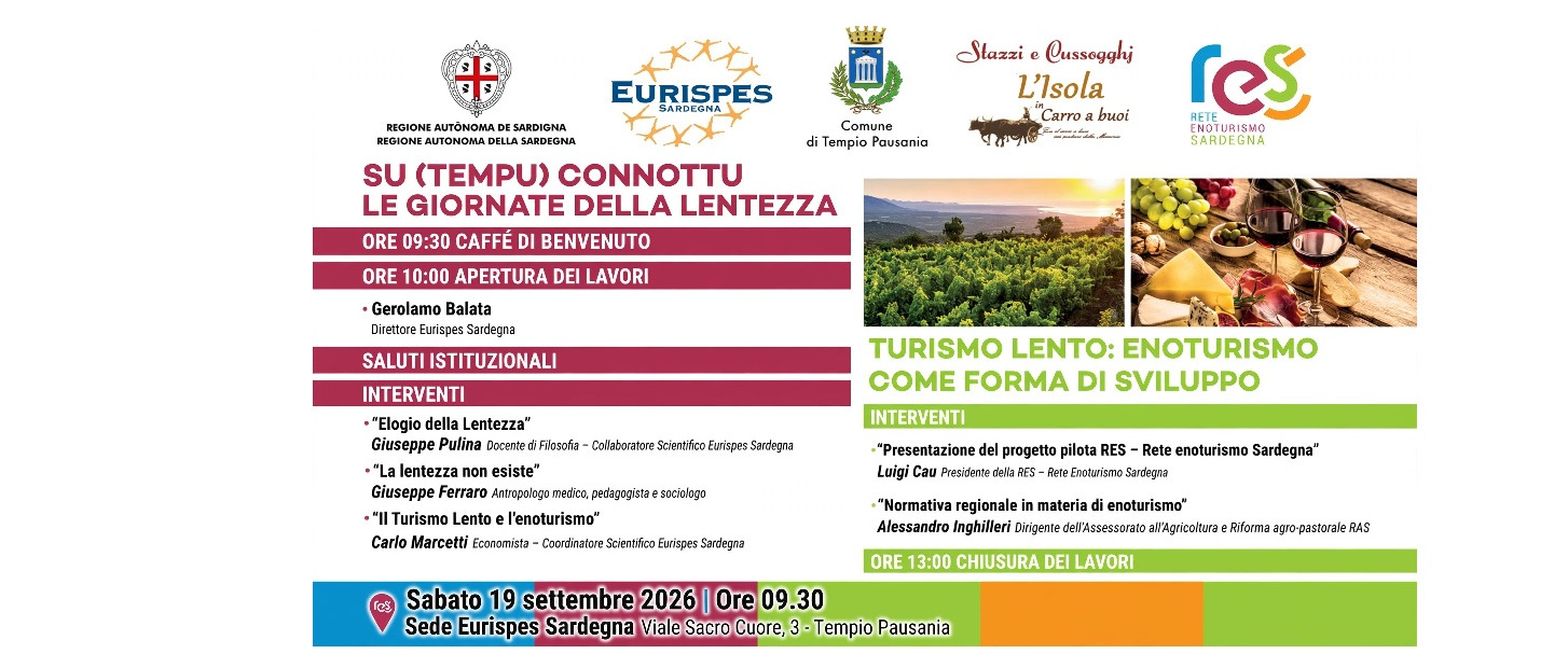 Tempio Pausania ospita "Su (Tempu) Connotu - Le Giornate della Lentezza": focus su Turismo Lento ed Enoturismo