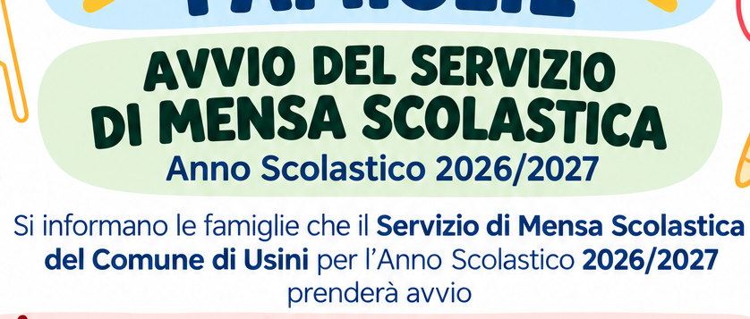 AVVIO DEL SERVIZIO DI MENSA SCOLASTICA - A. S. 2026/2027