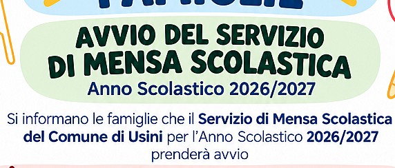 AVVIO DEL SERVIZIO DI MENSA SCOLASTICA - A. S. 2026/2027
