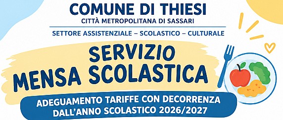 Aggiornamento quote di contribuzione utenza servizio di mensa scolastica A.S. 2026/2027