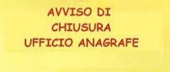 Chiusura Ufficio Anagrafe