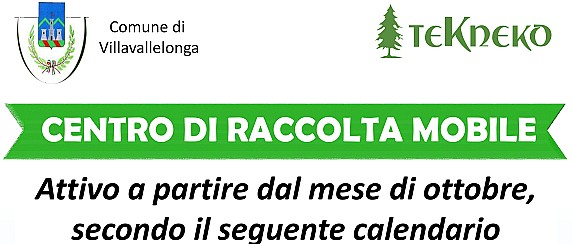 Centro di raccolta mobile – calendario ottobre 2026/agosto 2027