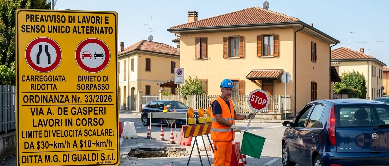 Ordinanza: lavori e senso unico alternato in via De Gasperi