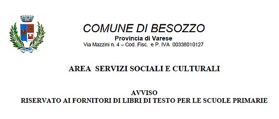 Rimborso cedole librarie alunni residenti a Besozzo a.s. 2026 - 2027