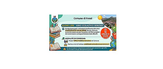 Interventi per il diritto allo studio anno 2026: Borsa di studio regionale a.s. 2025/2026 e Buono libri a.s. 2026/2027