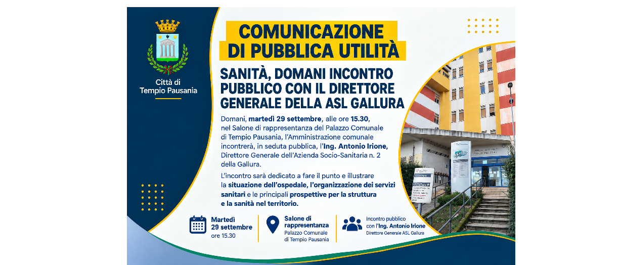 Sanità, domani incontro pubblico con il Direttore Generale della ASL Gallura