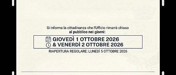 Chiusura temporanea dell'Ufficio Servizi Sociali