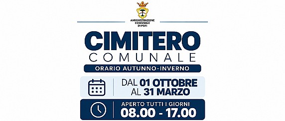 Cimitero Comunale: dal 1° ottobre in vigore l’orario autunno-inverno