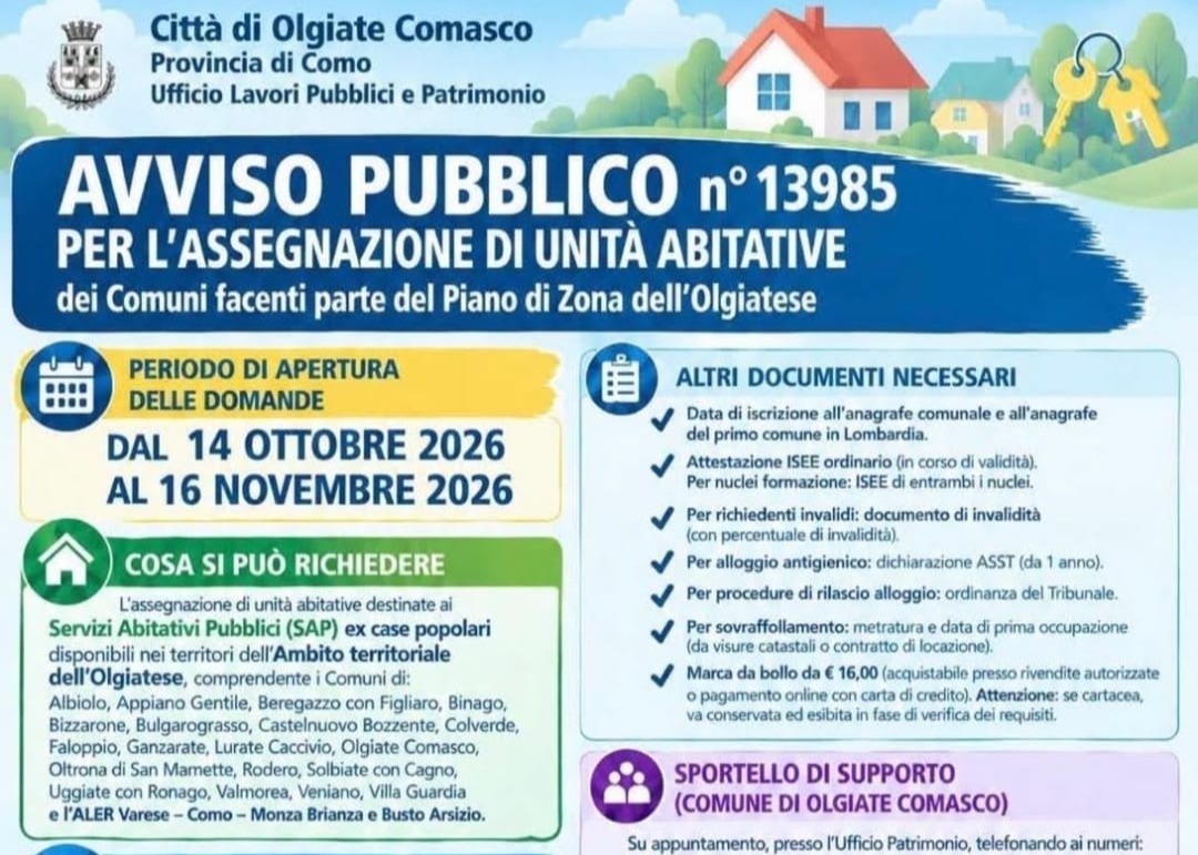 APERTURA BANDO ALER PER L’ASSEGNAZIONE DI UN ALLOGGIO CONVENZIONATO